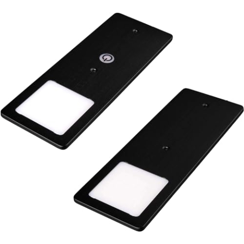 kalb | LED Unterbauleuchten schwarz 5W- sehr flache Küchenleuchte mit Touch-Dimmfunktion Einbaustrahler Einbauspot, Auswahl:2er Set warmweiss