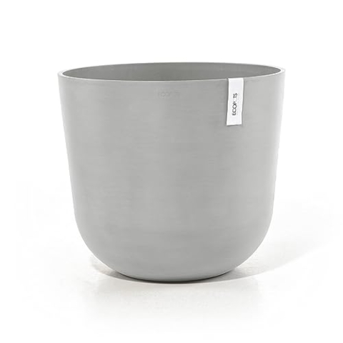 Ecopots Blumentopf Oslo Hell Grau - mit Wasserversorgung - Durchmesser Ø 35 cm rund groß - Pflanzentopf aus Recycling Kunststoff - Übertopf modern für Indoor und Outdoor