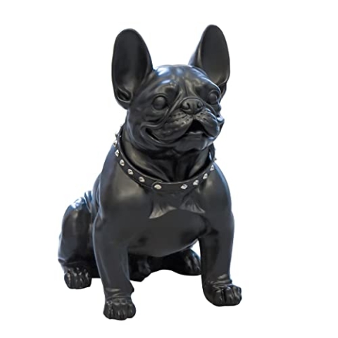 Casablanca Deko Figur Hund Bulldog - Poly schwarzes Halsband mit Spitzen Nieten - Höhe 42,5 cm