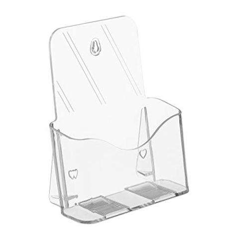 Relaxdays 10 x Flyer Aufsteller, Flyerständer DIN A5, Acryl, 1 Fach, zum Stellen & Hängen, Wandprospekthalter, transparent