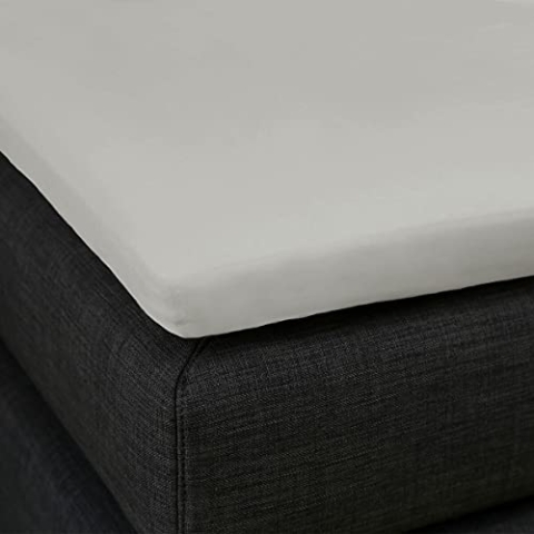 Formesse – Bella Gracia La Piccola Jersey Spannbettlaken für Topper bis 12cm Höhe - 90x190-200 cm - 97% Baumwoll-Kompaktgarn, 3% Elastan/Spannbetttuch aus Deutschland – Farbe Grau