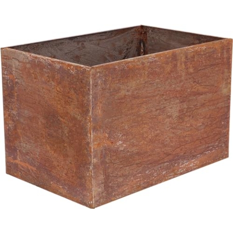 Esschert Design Moderner Pflanz Kübel Gefäß Hochbeet Edel Rost Rostig Corten Stahl eckig 60x40cm