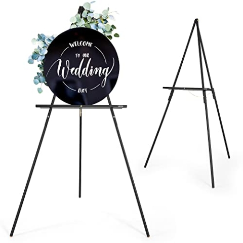 VISWIN 160cm Dreibein Staffelei Holz Groß, Faltbare Staffelei Groß für Hochzeit, Schilder, Poster, A-Rahmen Leinwand Ständer mit Tablett für Malen, Leinwand – Schwarz