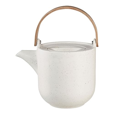 ASA coppa Teekanne mit Holzgriff sencha Porzellan 0,6l, Weiß