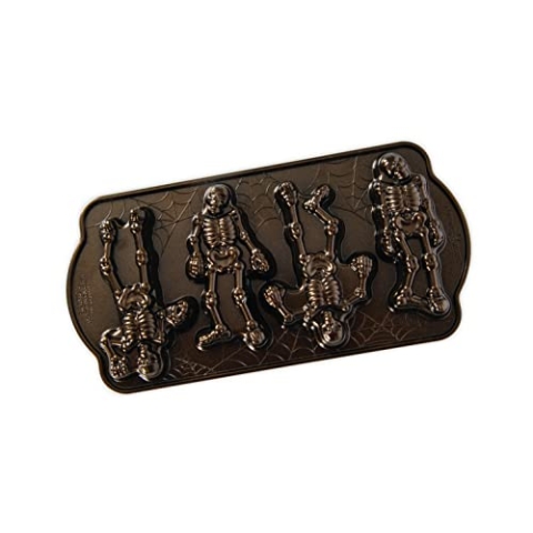 Nordic Ware Backform Spooky Skeleton Cakelet Aluminium Braun, 35,6cm x 17,5cm, NW 93548