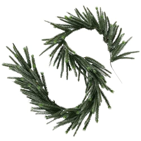 BOLTZE Tannengirlande Kerstmis grün I Länge 202 cm I Künstliche Weihnachtsgirlande I Flexible dunkelgrüne Tanne mit Schnee-Optik I Kiefer I Advents-Deko hängend I Indoor I Weihnachts-Kranz