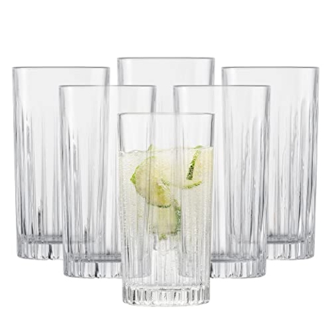SCHOTT ZWIESEL Longdrinkglas Stage (6er-Set), Trinkglas für Longdrinks mit Relieff, spülmaschinenfeste Kristallgläser (Art.-Nr. 121556)