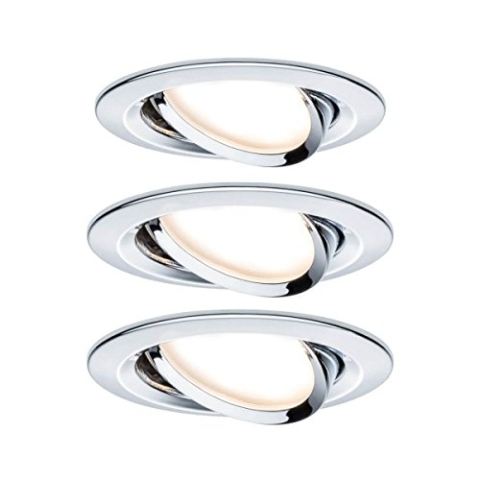 Paulmann 93452 Einbauleuchte LED Coin Nova rund 6,5W Chrom 3er-Set schwenkbar IP23 sprühwassergeschützt