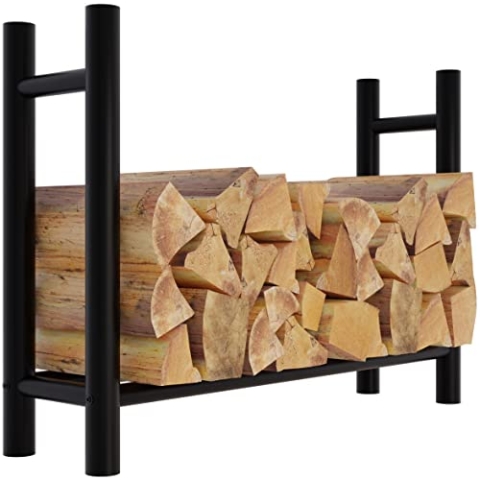 CLP Kaminholzregal Medya I Robuster Kaminholzständer Schwarz Metall I In 5 Größen Verfügbar I Stapelhilfe Für Brennholz, Größe:30x100x80 cm, Form:rund