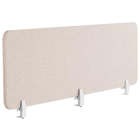 Beliani Schreibtisch Trennwand Akustik Polster beige 180 x 40 cm Schallschutz Wally