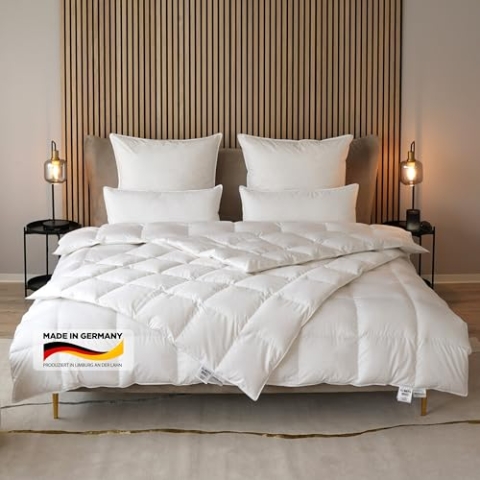 BEFA NATUR Made in Germany Daunendecke 240x220 cm aus 90% Gänsedaune und 10% Federn, Ganzjahresdecke, Allergiker geeignet, Öko-Tex 100 Klasse 1 Zertifiziert, Downpass