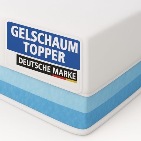 Arensberger Matratzen Topper Luxury, 180x200cm, Gelschaum und Memory Gel Foam Matratzentopper, waschbarer Bezug, geeignet für Federkern & Matratzen, Matratzenauflage Höhe 10cm