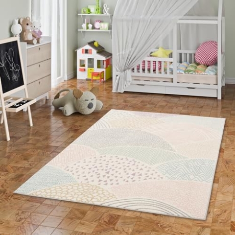 Pergamon Kinder Teppich Weich Kinderzimmer Softstar Kids Fantasy Bunt Rosa in 5 Größen