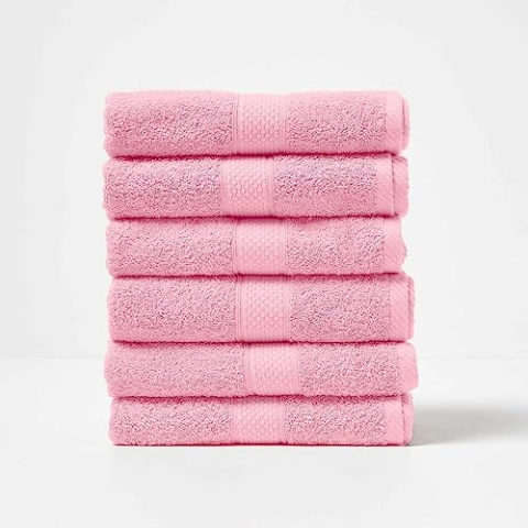 Homescapes 6er Set Flauschiges Premium Frottee Handtuch ca. 50 x 90 cm aus 100% Türkischer Baumwolle, Rosa