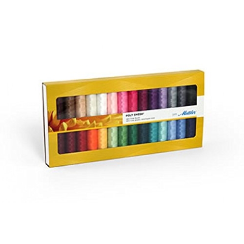Mettler Polysheen Maschinen-Stickgarn, Polyester, Geschenk-Set, mehrfarbig, 28 Stück