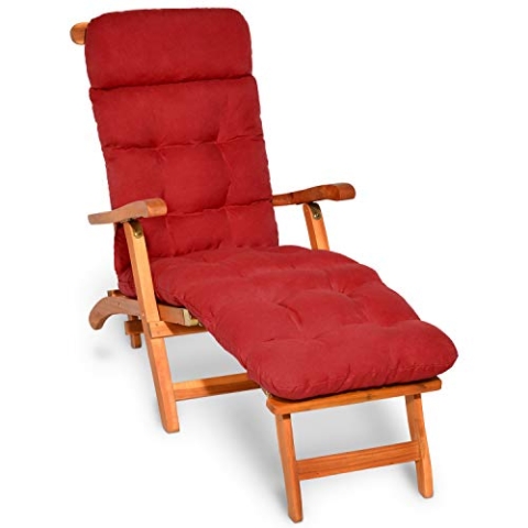 Beautissu Bequeme Liegenauflage Deckchair & Sonnenliegen 200x50cm Flair DC – 8cm Dicke Polsterung Gartenliege Auflage Liegestuhl Polster mit Schaumflockenfüllung Gartenmöbel Kissen in Rot