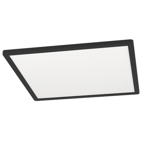 EGLO connect.z Smart-Home LED Deckenleuchte Rovito-Z, L x B 42 cm, ZigBee, App und Sprachsteuerung Alexa, Lichtfarbe einstellbar (warmweiß-kaltweiß), RGB Backlight, dimmbar, Deckenlampe schwarz