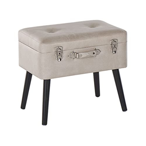 Beliani Moderner Hocker mit Stauraum beige Kunstleder Kofferhocker Mallard