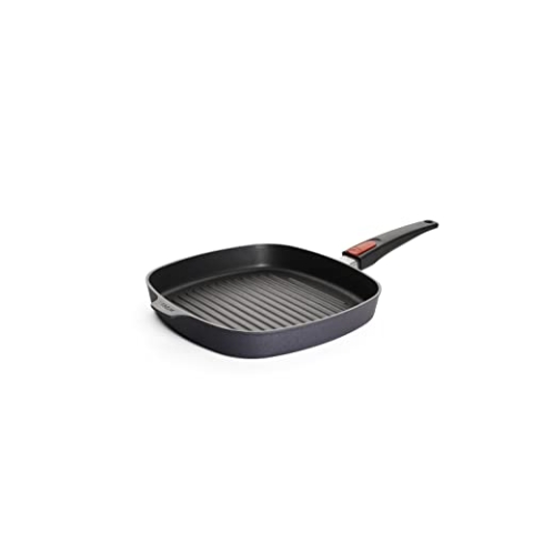 Woll Diamond Lite Grillpfanne, viereckig, mit Rillen, 28x28 cm, 4 cm hoch, mit abnehmbarem Stiel - Geeignet für Ceran, Gas, Elektro, Halogen - nicht induktionsgeeignet, Antihaft-Versiegelung