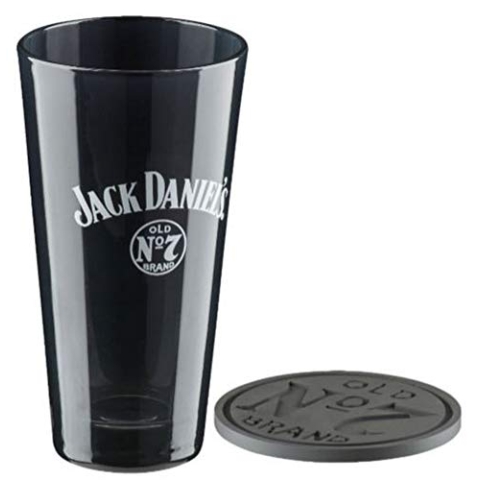 Jack Daniels Old No. 7 Tall Mixing Glass Gift Set - Whiskey Bar Black Glass