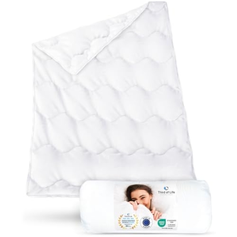 Sommerdecke 200x200 Verda | 100% recycelt | Nachhaltige Bettdecke für den Sommer | Thermoregulierende Stepp-Decke | Schlaf-Decke 200 x 200 cm aus zertifizierten Materialien | Ideal für Allergiker
