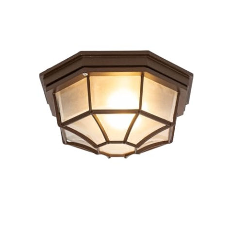 Qazqa - Landhaus I Vintage Ländliche Außen Deckenleuchte I Deckenlampe I Lampe I Leuchte rostbraun 26,5 IP44 - Bri I Außenbeleuchtung - Aluminium Rund - LED geeignet