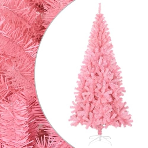 vidaXL Künstlicher Weihnachtsbaum mit Ständer Christbaum Tannenbaum Dekobaum Kunstbaum Weihnachten Dekoration Weihnachtsdeko Rosa 210cm PVC