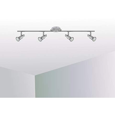 Trango 4-flammig 2890-048SD LED Deckenleuchte *OSCAR* in Chrom-Optik inkl. 4x 5 W 3-Stufen dimmbar GU10 LED Leuchtmittel Deckenlampe Deckenstrahler schwenkbar