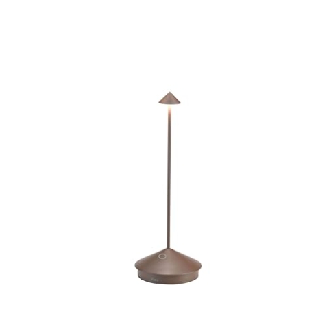 Zafferano, Pina Lampe, Wiederaufladbare und Kabellose Tischlampe mit Touch Control, Geeignet für den Innen- und Außenbereich, Dimmer, 2200-3000 K, Höhe 29 cm, Farbe Corten