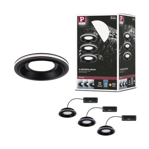Paulmann 92252 LED Einbauleuchte Sormus IP65 rund 100mm 3x4,8/1,5W 560lm / 180lm 230V 3000K Schwarz