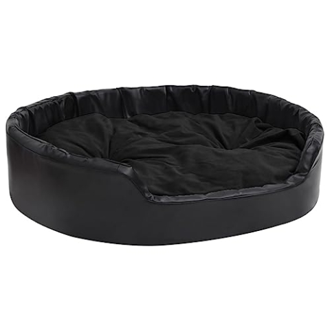 vidaXL Hundebett Schwarz 99x89x21cm Plüsch Kunstleder Hundesofa Hundekissen