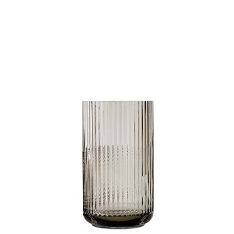 Lyngbyvase aus Porzellan, hohe Vase mit Rillen, Zylinder Blumentopf in Smoke, 20.5cm