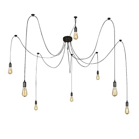 Decken Hänge Leuchte Kabel 1,5-3,5m Textil Schwarz Strahler Pendel Lampe Globo A110-8