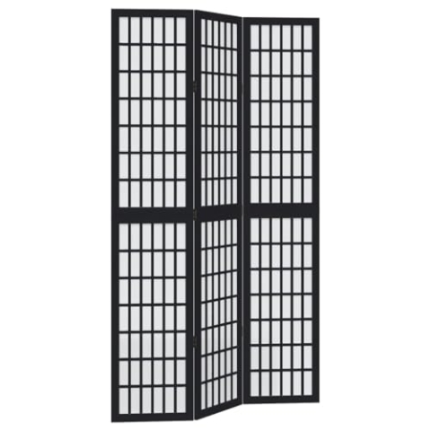 vidaXL Paravent 3-TLG., Raumteiler mit Faltdesign,Trennwand für Wohnzimmer Schlafzimmer Büro, Spanische Wand Sichtschutz, Schwarz Massivholz Paulownia