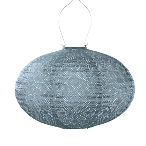 LUMIZ Solarlaterne - für Außen - Mosaic - Oval - Gartenbeleuchtung - Solarlampen - Gartendeko - 40cm - Grau