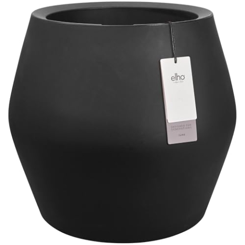 elho June Split Low 46 - Blumentopf für Innen und Außen - 100% Recyceltem Plastik - Ø 46.0 x H 42.6 cm - Schwarz/Schwarz