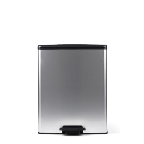 CURVER DECO DUO BIN Mülleimer, Kunststoff, Silber metallic, 2 x 26 L