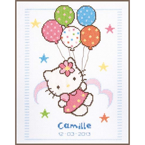 Vervaco Zählmuster Hello Kitty Zählmusterpackung-Stickpackung im gezählten Kreuzstich, Baumwolle, Mehrfarbig, 23 x 30 x 0.3 cm