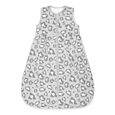 emma & noah Baby Schlafsack 1.0 TOG, Ganzjahres Schlafsack für den Frühling, Sommer und Herbst, 100% Bio-Baumwolle, OEKO-TEX Zertifiziert, Strampelsack für Neugeborene (Leo Grau, 60 cm)