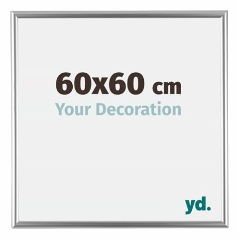 yd. Your Decoration - Bilderrahmen 60x60 cm - Silber - Bilderrahmen aus Kunststoff mit Acrylglas - Antireflex - 60x60 Rahmen - Bordeaux