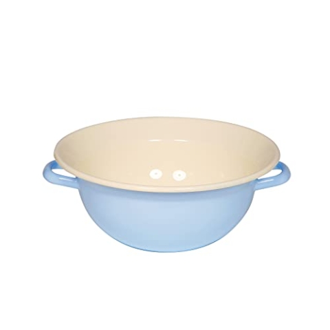 Riess, 0297-006, Weitling 32, CLASSIC - BUNT/PASTELL, Farbe Blau, Durchmesser 32 cm, Höhe 13.3 cm, Inhalt 6 Liter, Emaille, Schüssel mit 2 Griffen