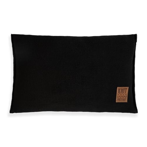 KNIT FACTORY - Uni Zierkissen - Rechteckige Sofa Kissen - Urban Green - Gestrickter Dekokissen - Couchkissen - 60x40 cm - Kissenbezug mit Füllung und Bezug