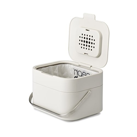 Joseph Joseph Stack 4 - Komposteimer küche, biomülleimer mit Geruchsfilter und deckel, 4 Liter, Stein