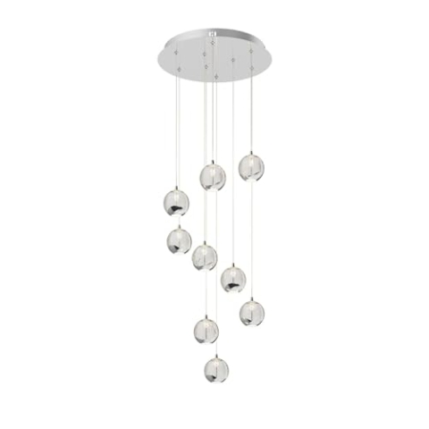 Lucande LED Pendelleuchte Hayley (Design, Modern) in Chrom aus Glas (9 flammig) - Hängelampe Esstischlampe Hängeleuchte Wohnzimmerleuchte