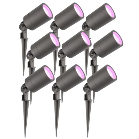 Ledvion - 9X RGBWW LED Strahler, Anthrazit, IP65, 5W, RGBWW, 2 Meter Kabel, LED Strahler, Außen Garten Spot