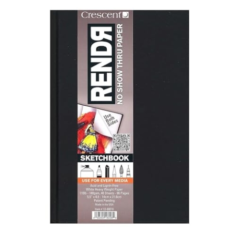 RENDR Markerpapier - Sketchbook mit Hardcover 96 Seiten/48 Blatt - 180g - 21,5x28cm