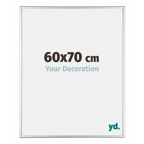 yd. Your Decoration - Bilderrahmen 60x70 cm - Silber Hochglanz - Bilderrahmen aus Aluminium mit Acrylglas - Antireflex - 60x70 Rahmen - Kent