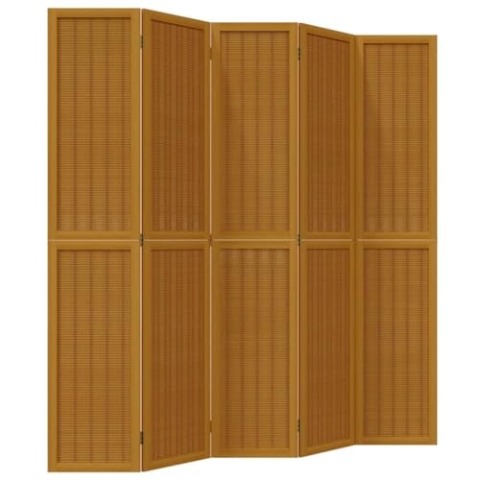 vidaXL Raumteiler 5-TLG., Paravent Faltbar, Trennwand für Innenbereich, Spanische Wand Sichtschutz Umkleide, Braun Massivholz Paulownia