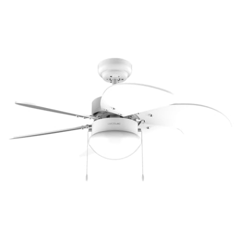 Cecotec - Deckenventilator mit Licht EnergySilence Aero 3600 Vision Full White, 50 W, 91 cm, 3 Geschwindigkeiten, 6 umschaltbare Messer, Winter-Sommer-Modus, einfache Bedienung, Kettenschalter