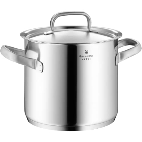 WMF Gourmet Plus Gemüse- Suppentopf Induktion 24cm, Metalldeckel mit Dampföffnung, Kochtopf groß 8,8l, Cromargan Edelstahl mattiert, Innenskalierung
